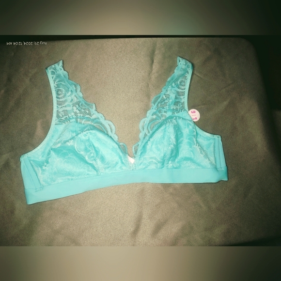 PINK Victoria's Secret Other - VS Pink series lace plunge bralette teal green size Large.